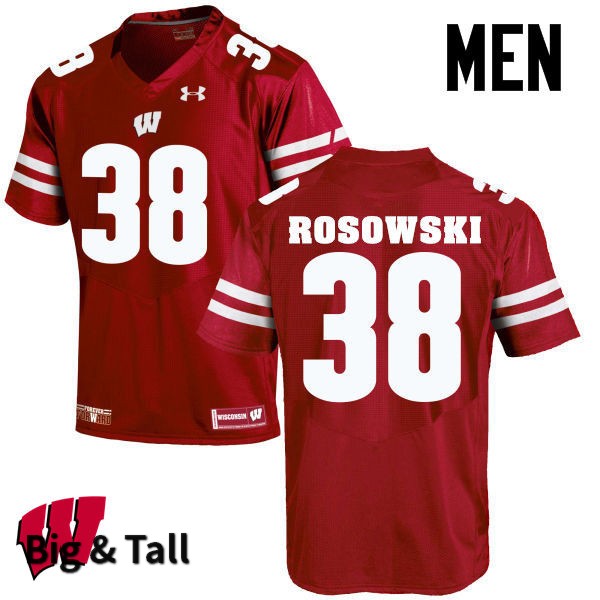 Wisconsin Badgers Men's #38 P.J. Rosowski NCAA Under Armour Authentic Red Big & Tall College Stitched Football Jersey NL40B23PO